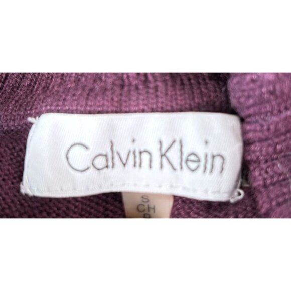 Calvin Klein Asymmetric Cowl Neck Sweater In Plum & Black S Petite - Picture 6 of 12